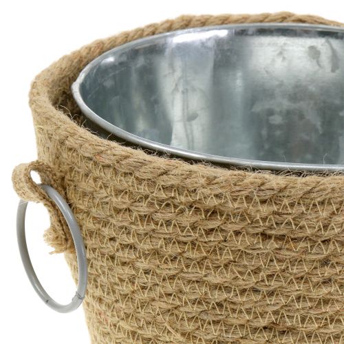 Floristik24 Pot en zinc avec pot en jute Ø13cm H12cm