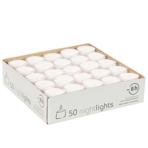 Veilleuses chauffe-plat blanches en plateau plastique, 8 heures, 50 pièces | Floristik24.be