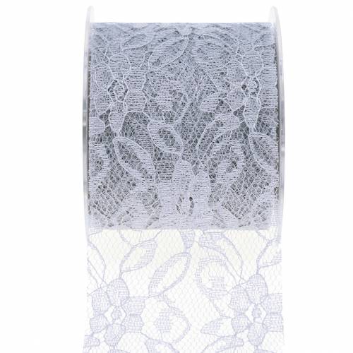 Floristik24 Ruban dentelle ruban déco gris 70mm 15m