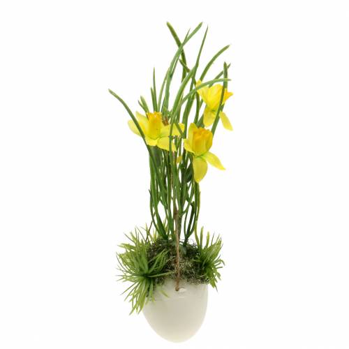 Floristik24 Jonquille dans la coquille d&#39;oeuf à suspendre Artificielle jaune 25cm