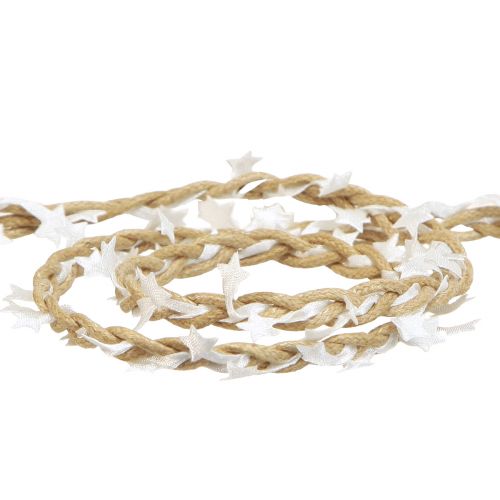 Floristik24 Ruban décoratif naturel étoiles blanches Large 5mm Longueur 8m