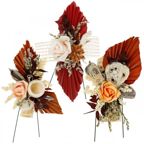 Floristik24 Composition funéraire Fleurs séchées exotiques 3vtes 24pcs