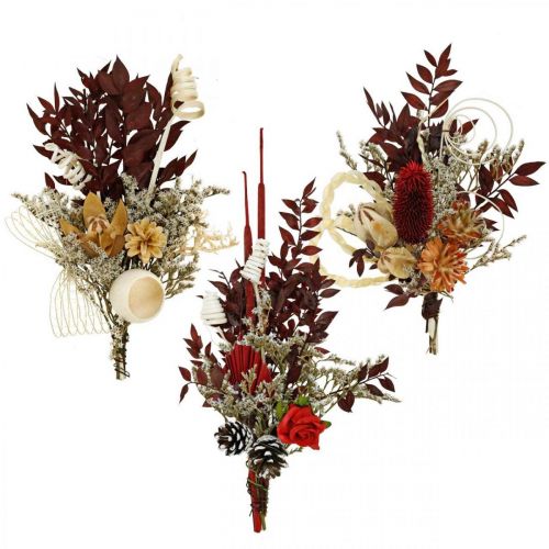 Composition funéraire fleurs séchées assorties 3 variantes 24pcs