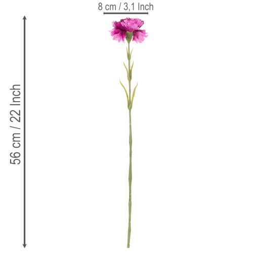 Œillet artificiel bicolore, tige longue 56 cm, bouquet de 8 | Floristik24.be