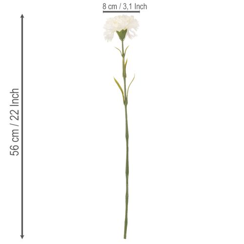 Œillets artificiels avec tige pour bouquets et couronnes, 56 cm, lot de 8 | Floristik24.be