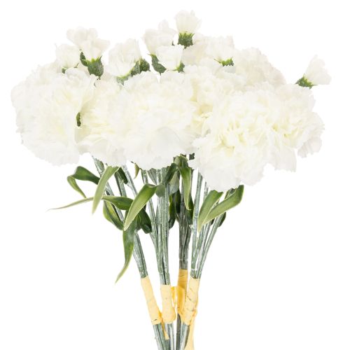 Bouquet d'œillets artificiels, fleurs artificielles blanches, décoration, 4 bouquets