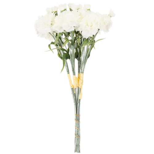 Bouquet d'œillets artificiels, fleurs artificielles blanches, décoration, 4 bouquets | Floristik24.be