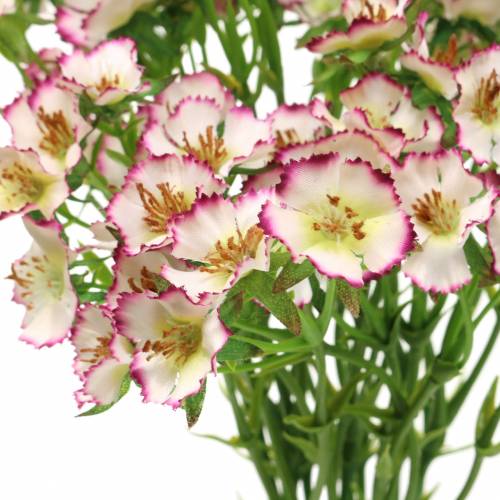 Article Bouquet d&#39;oeillets blanc, violet 34cm