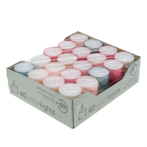 Floristik24 Bougies chauffe-plat Colorlights pastel assortis 40 pcs
