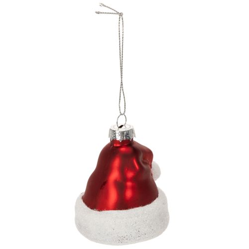 Boule de Noël en verre, bonnet de Père Noël, 8 cm, lot de 6 | Floristik24.be