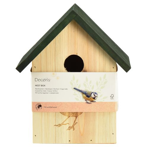 Article Nichoir mésange bleue nichoir bois naturel vert H20,5cm