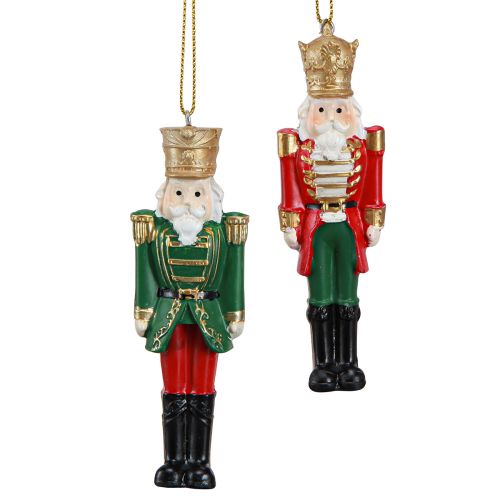 Article Pendentif de Noël Casse-Noisette rouge vert or H10cm 4 pcs