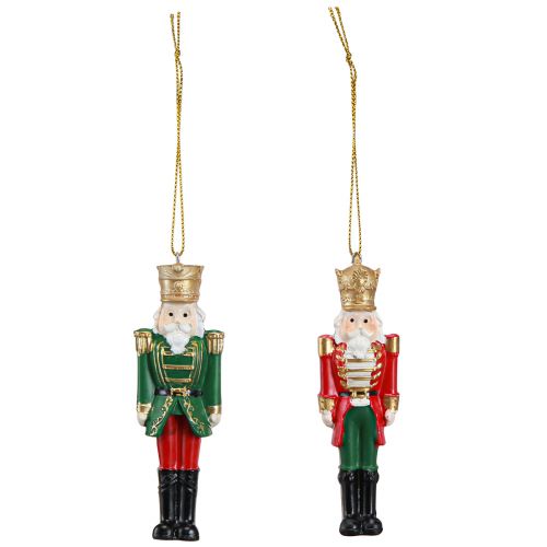 Article Pendentif de Noël Casse-Noisette rouge vert or H10cm 4 pcs