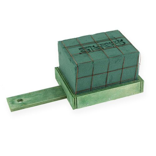 Floristik24 Briques en mousse florale avec socle en bois 21cm x 9cm x 8cm 8 pièces