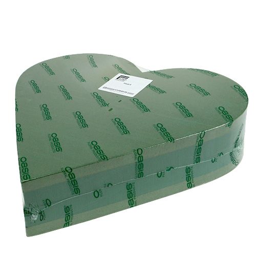 Article Coeur en mousse florale matériau enfichable 3D vert 38cm x 37cm x 8cm 2 pcs
