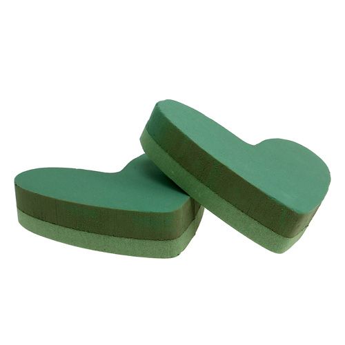 Article Matériau enfichable coeur mousse florale vert 24cm x 25cm 2 pcs