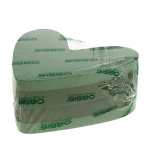Article Matériau enfichable coeur mousse florale vert 24cm x 25cm 2 pcs