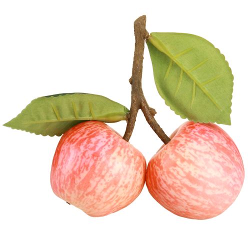 Article Décoration de fruits pomme artificielle 2 pommes rouges sur branche 13cm 3pcs