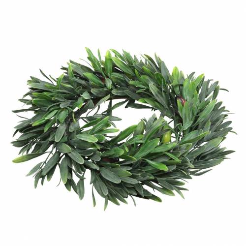 Floristik24 Couronne d'olivier artificiel vert Ø28cm décoration méditerranée