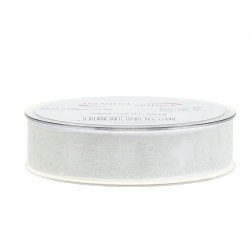 Ruban d'organza avec motif étoile blanc 25mm 15m | Floristik24.be