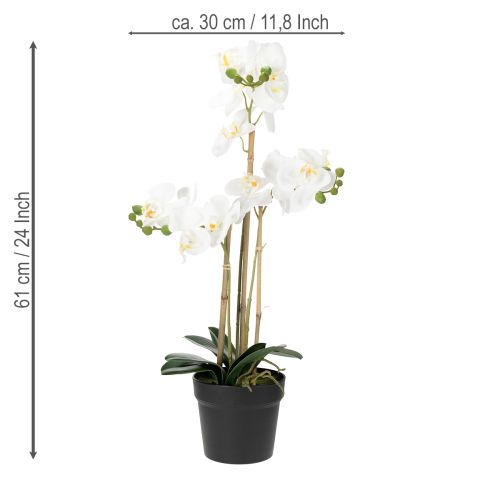 Article Orchidée artificielle en pot pour une ambiance harmonieuse, blanche, 60 cm