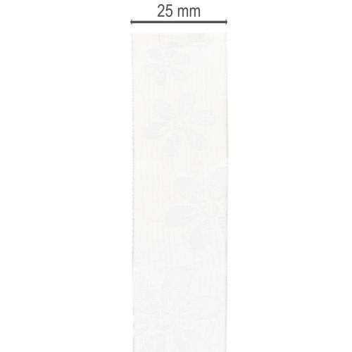 Article Ruban d'organza, motif floral, ruban cadeau, vert, 25 mm, 18 m