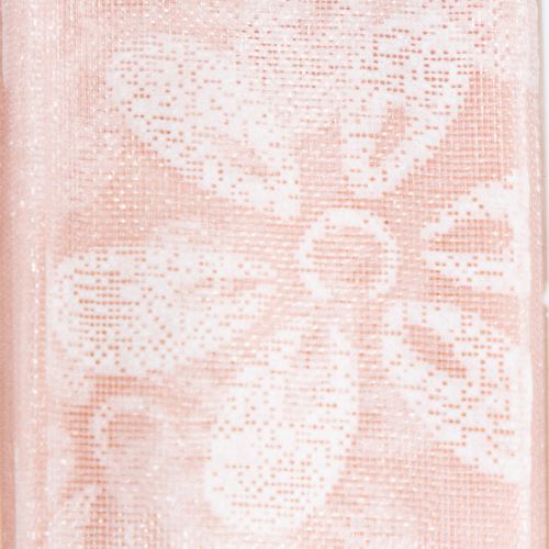 Article Ruban d'organza, ruban cadeau fleuri, rose, 25 mm, 18 m