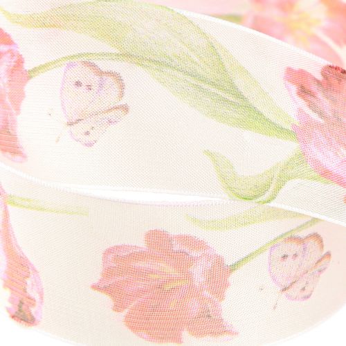 Article Ruban organza ruban mousseline perroquet tulipes rouge 40mm 18m