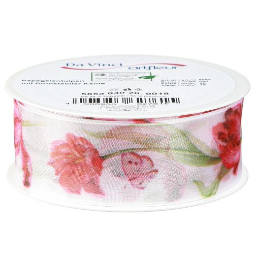 Article Ruban organza ruban mousseline perroquet tulipes rouge 40mm 18m