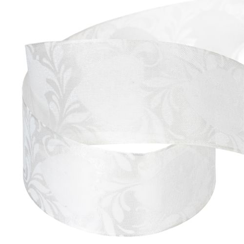 Article Ruban d'organza crème, ruban décoratif à cœurs, 40 mm de large, 15 m de long