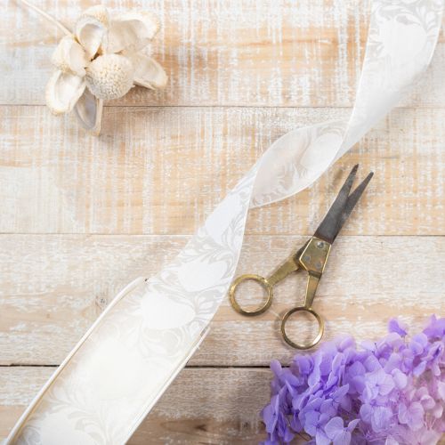 Article Ruban d'organza crème, ruban décoratif à cœurs, 40 mm de large, 15 m de long