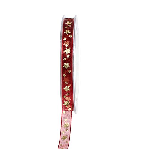 Article Ruban organza rouge foncé avec étoiles 15mm 20m