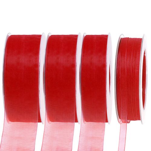 Article Ruban organza ruban cadeau ruban décoratif lisière rouge 50 m