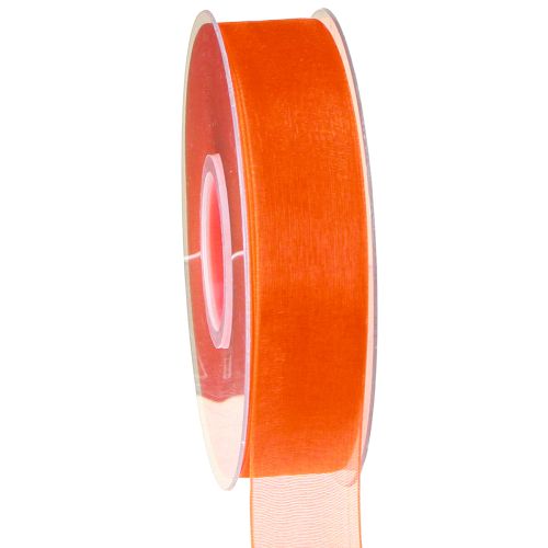 Floristik24 Ruban organza ruban cadeau ruban orange lisière 25mm 50m
