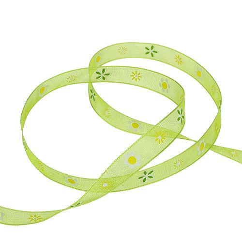 Floristik24 Ruban en organza vert avec motif 10 mm 20 m
