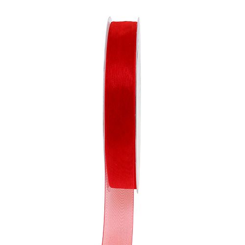 Floristik24 Ruban organza avec lisière 1.5cm 50m rouge