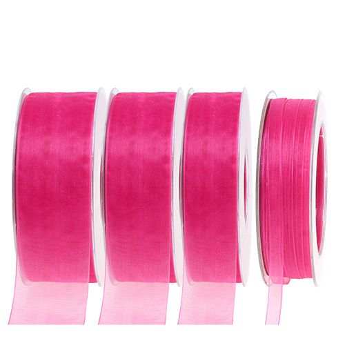 Floristik24 Ruban organza avec lisière 50m rose