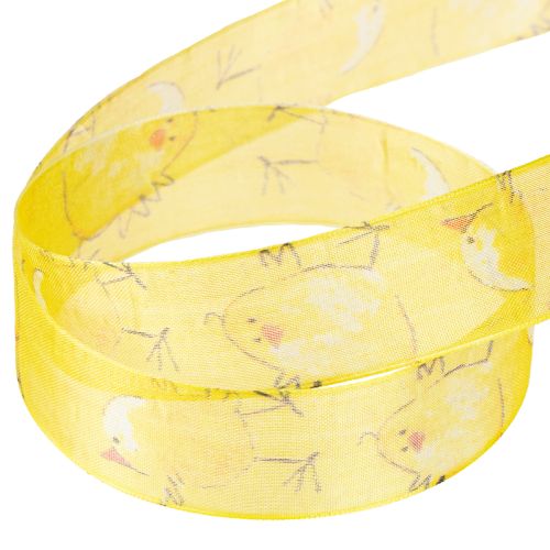 Article Ruban organza avec poussin ruban cadeau jaune 25 mm 20 m
