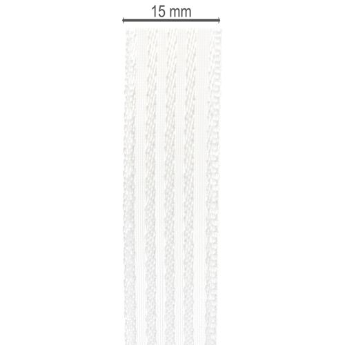 Article Ruban d'organza rayé, ruban cadeau, blanc, 15 mm, 20 m