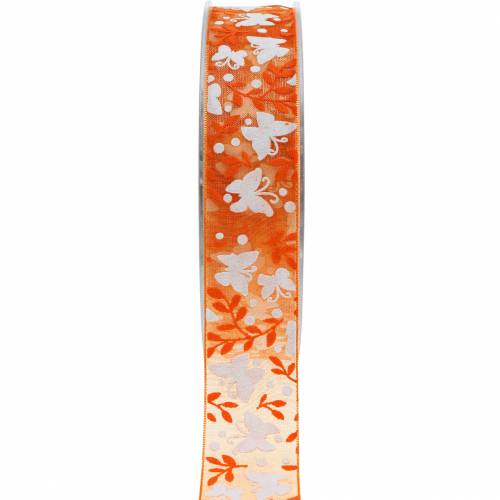 Floristik24 Ruban organza papillons 25mm ruban décoratif orange ruban cadeau 20m
