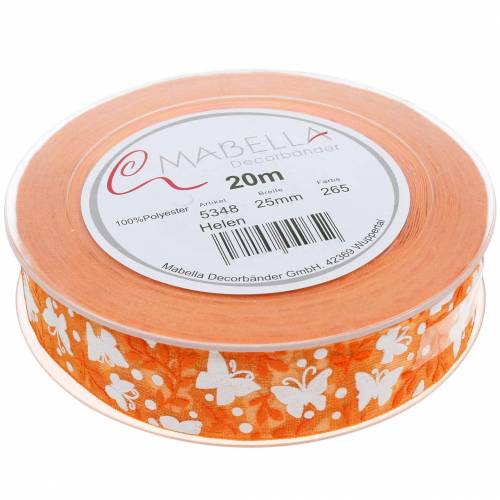 Floristik24 Ruban organza papillons 25mm ruban décoratif orange ruban cadeau 20m