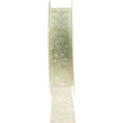 Floristik24 Ruban organza fleurs ruban cadeau vert 25mm 18m