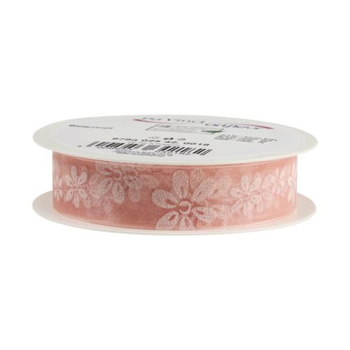 Article Ruban organza fleurs ruban cadeau rose 25mm 18m