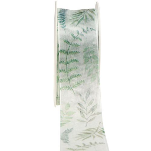 Floristik24 Ruban organza ruban mousseline feuilles branches vert 40mm 15m