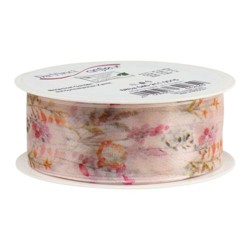 Article Ruban organza ruban mousseline fleurs orange rose 40mm 15m