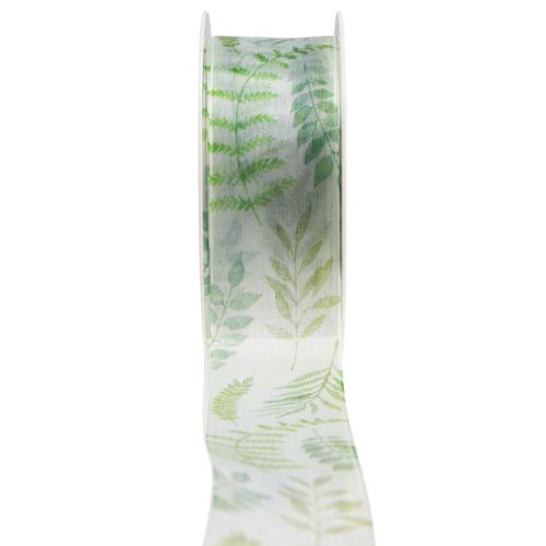 Floristik24 Ruban organza ruban mousseline vrilles de feuilles vertes 40mm 15m