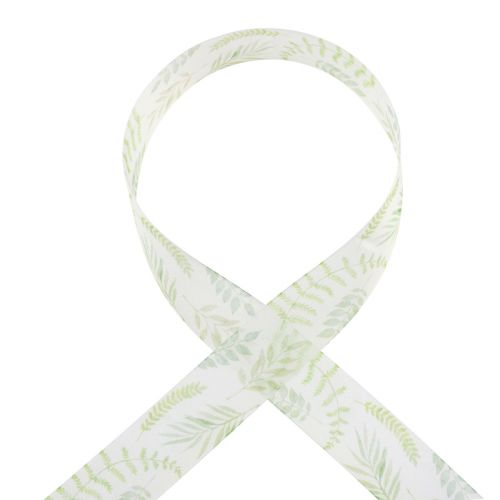 Article Ruban organza ruban mousseline vrilles de feuilles vertes 40mm 15m