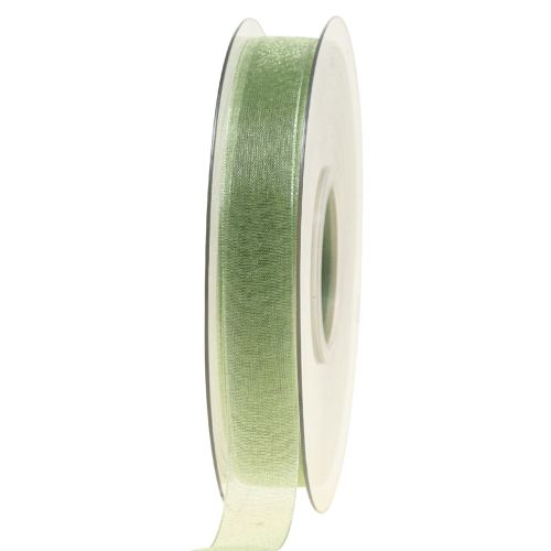 Floristik24 Ruban organza vert ruban cadeau lisière vert citron 15mm 50m