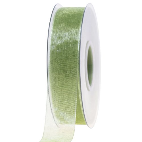 Floristik24 Ruban organza vert ruban cadeau lisière vert citron 25mm 50m