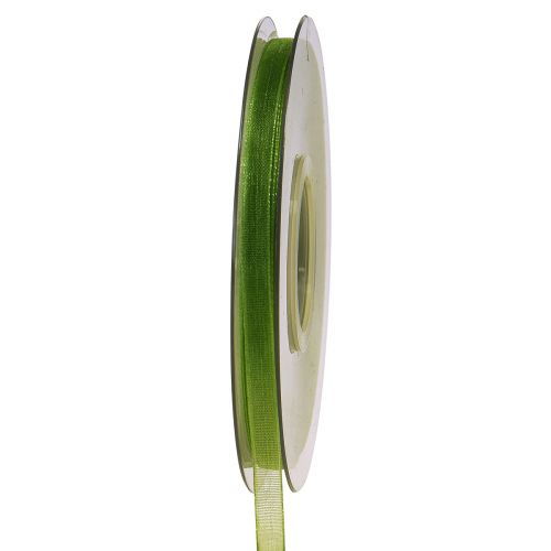 Floristik24 Ruban organza vert ruban cadeau bord tissé vert olive 6mm 50m